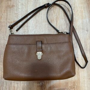 Michael Kors Brown Pebbled Leather Crossbody Bag with Gold Hardware